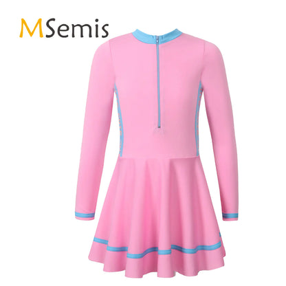 Solid Color Children's Dress Style Swimsuit