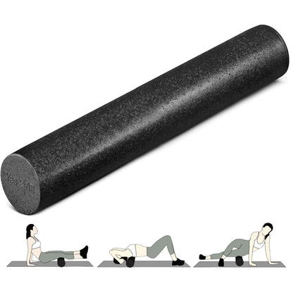 Yes4All High-Density Round Back Roller Foam Exercise Foam Roller for Yoga Pilates & Stretching - 18in Black