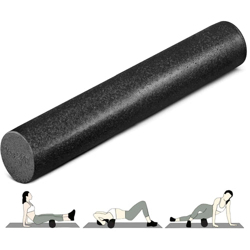 Yes4All High-Density Round Back Roller Foam Exercise Foam Roller for Yoga Pilates & Stretching - 18in Black