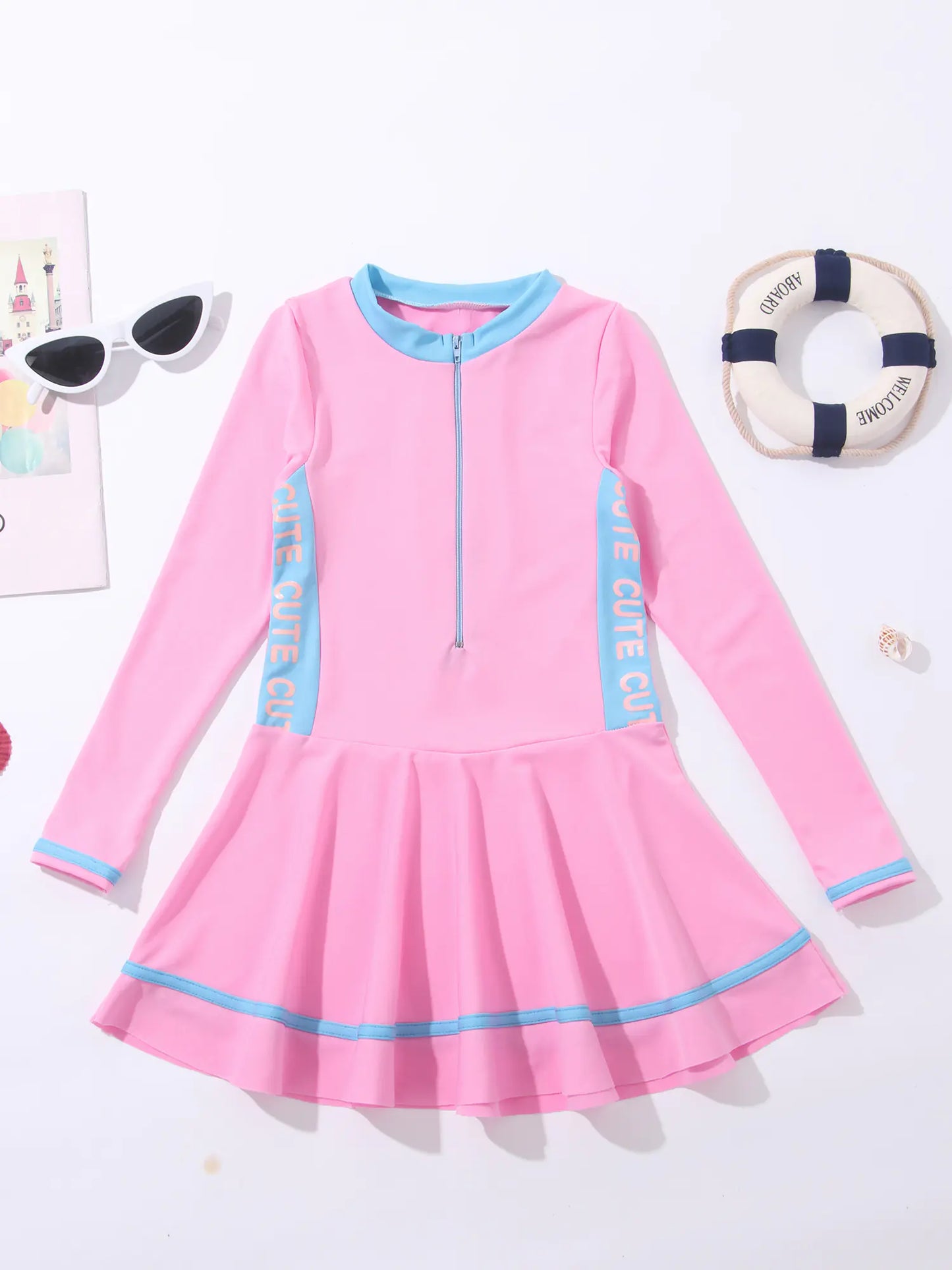 Solid Color Children's Dress Style Swimsuit